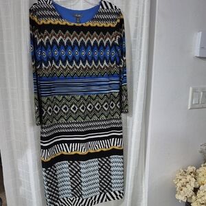 Muse Multicolor Patterned Women's Dress, Sz 12